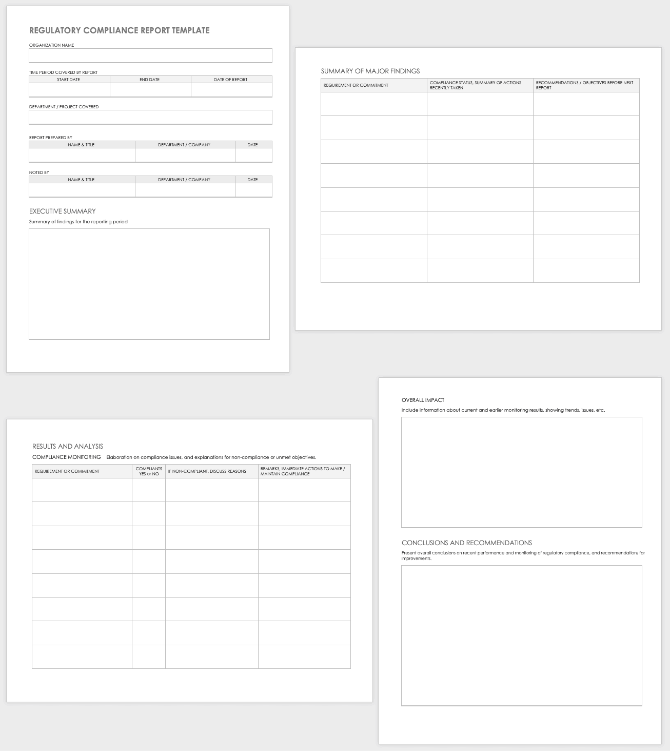 Regulatory Compliance Report Template