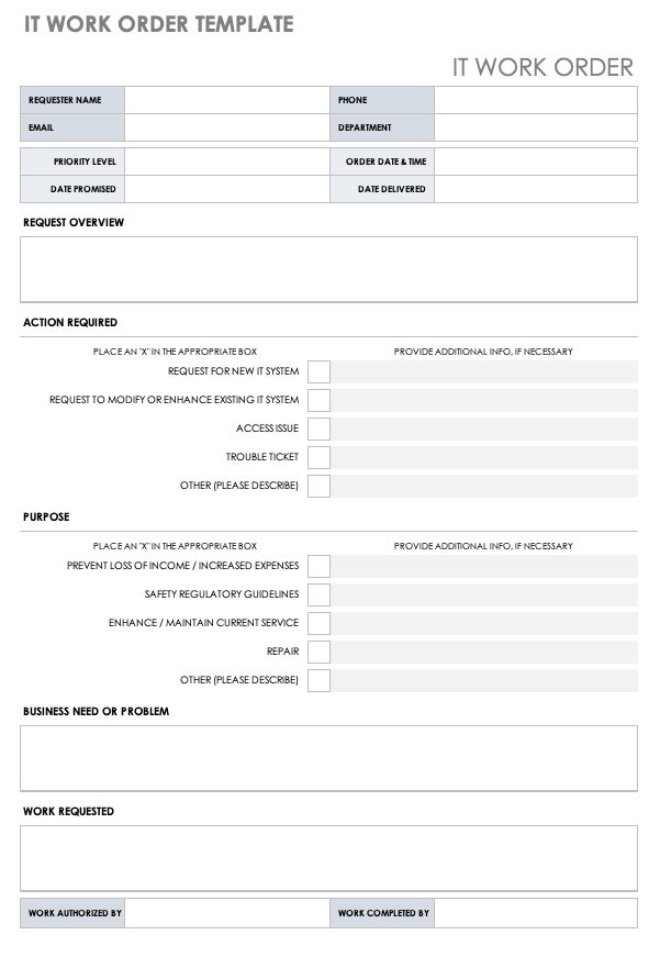 IT Work Order Template