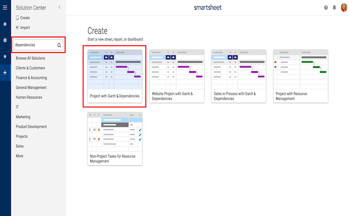 Create Project with Gantt and Dependencies