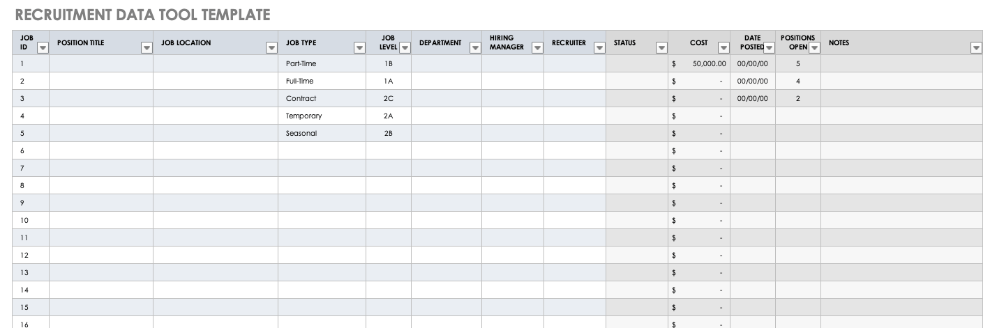 Recruitment Data Tool Template