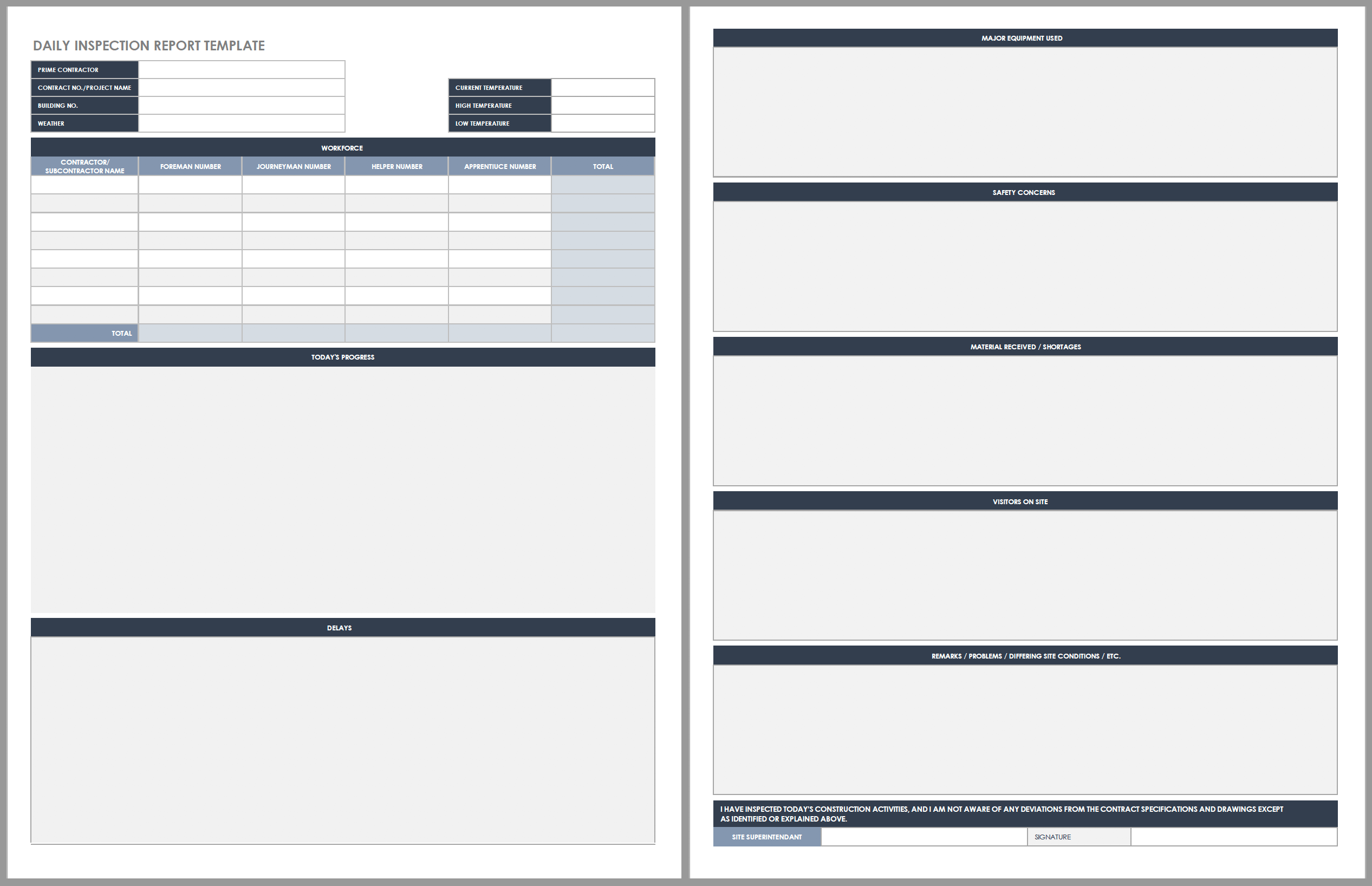 Daily Inspection Report Template