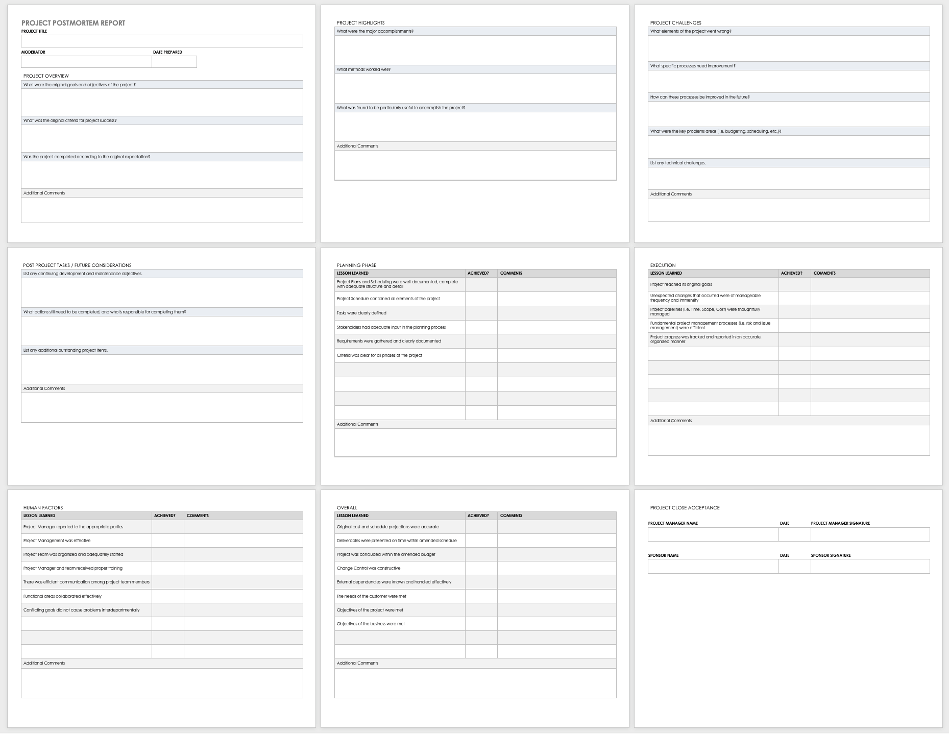 Project Postmortem Report Template