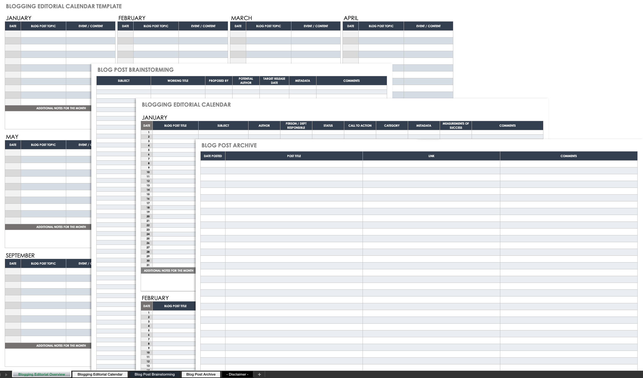 Blog Editorial Calendar Template