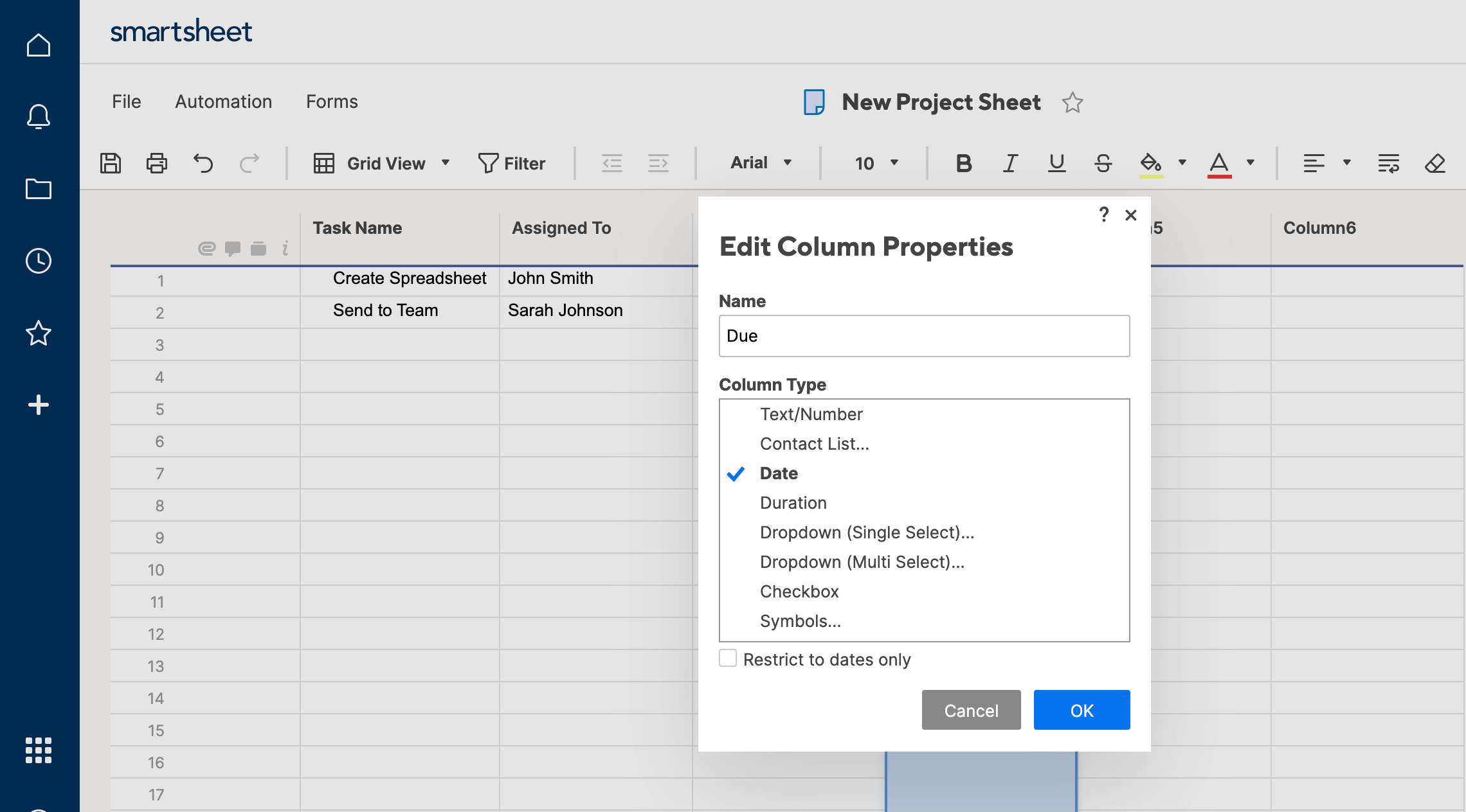 Add Start Due Date Column