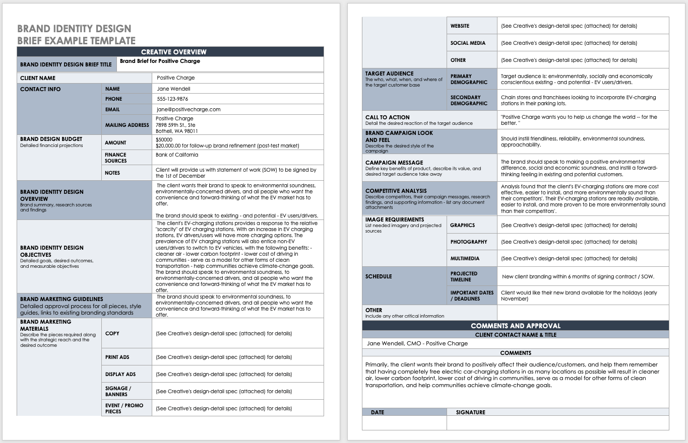 Brand Identity Brief Design Example Template