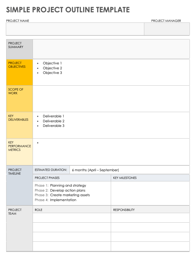 Simple Project Outline Template