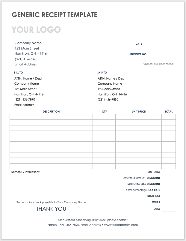 Generic Receipt Template