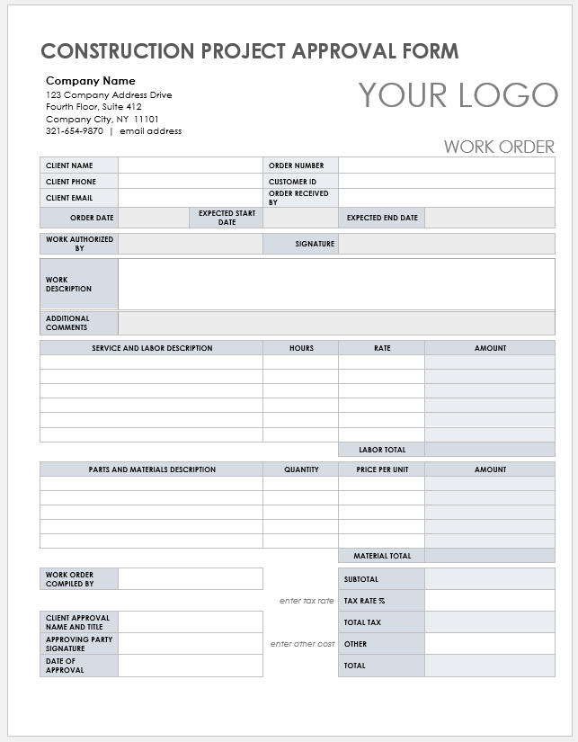 Construction Project Approval Form