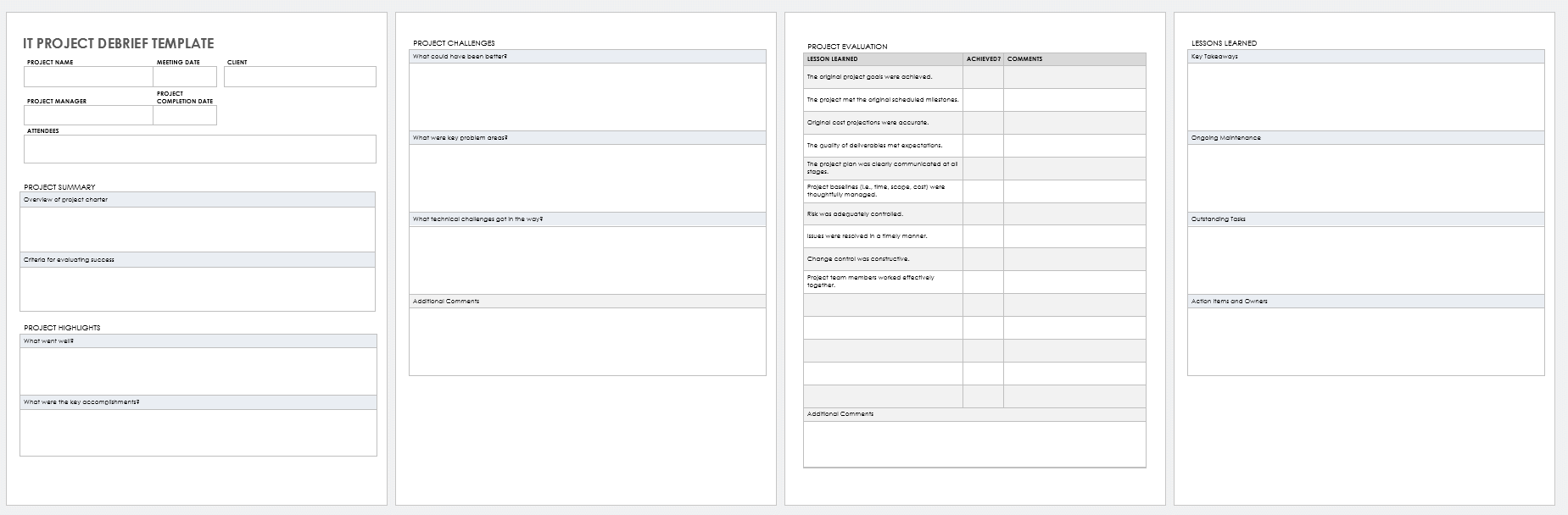 IT Project Debrief Template