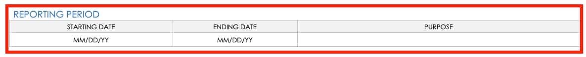 Expense Sheet reporting period