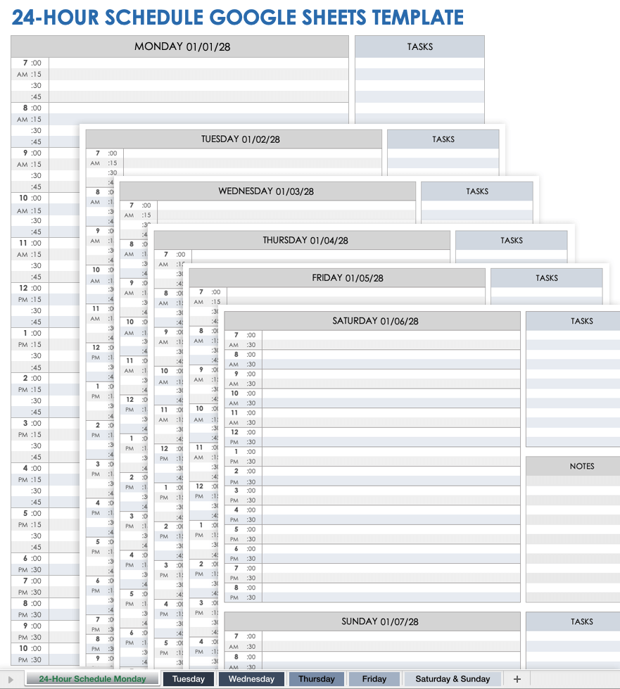 24-Hour Schedule Google Sheets Template