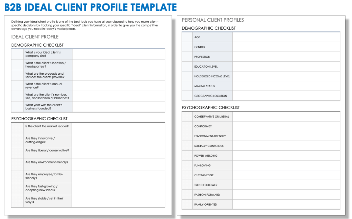 B2B Ideal Customer Profile Template