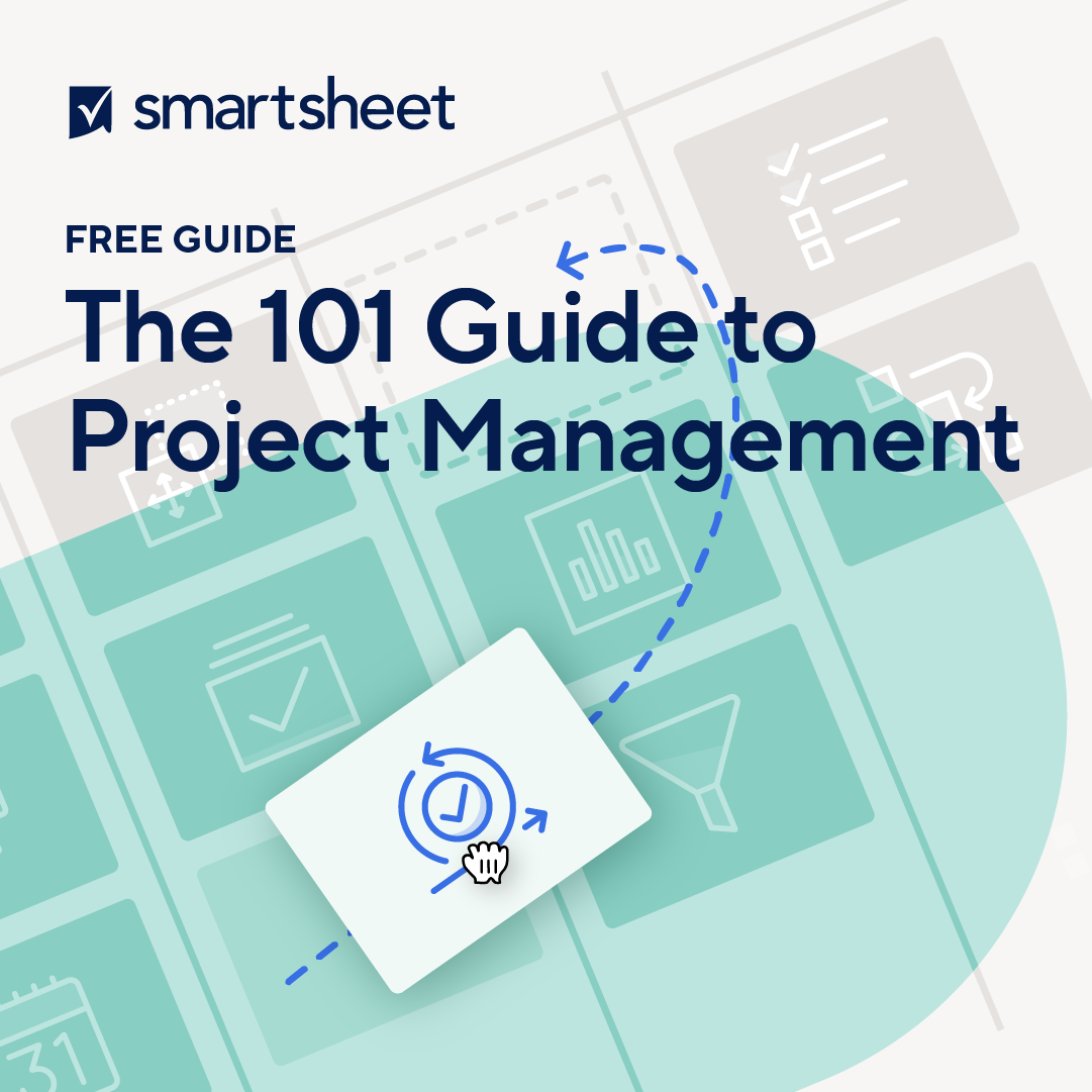 An illustration with the Smartsheet logo and the words The 101 Guide to Project Management