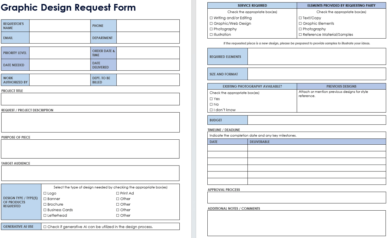 Graphic Design Request Form