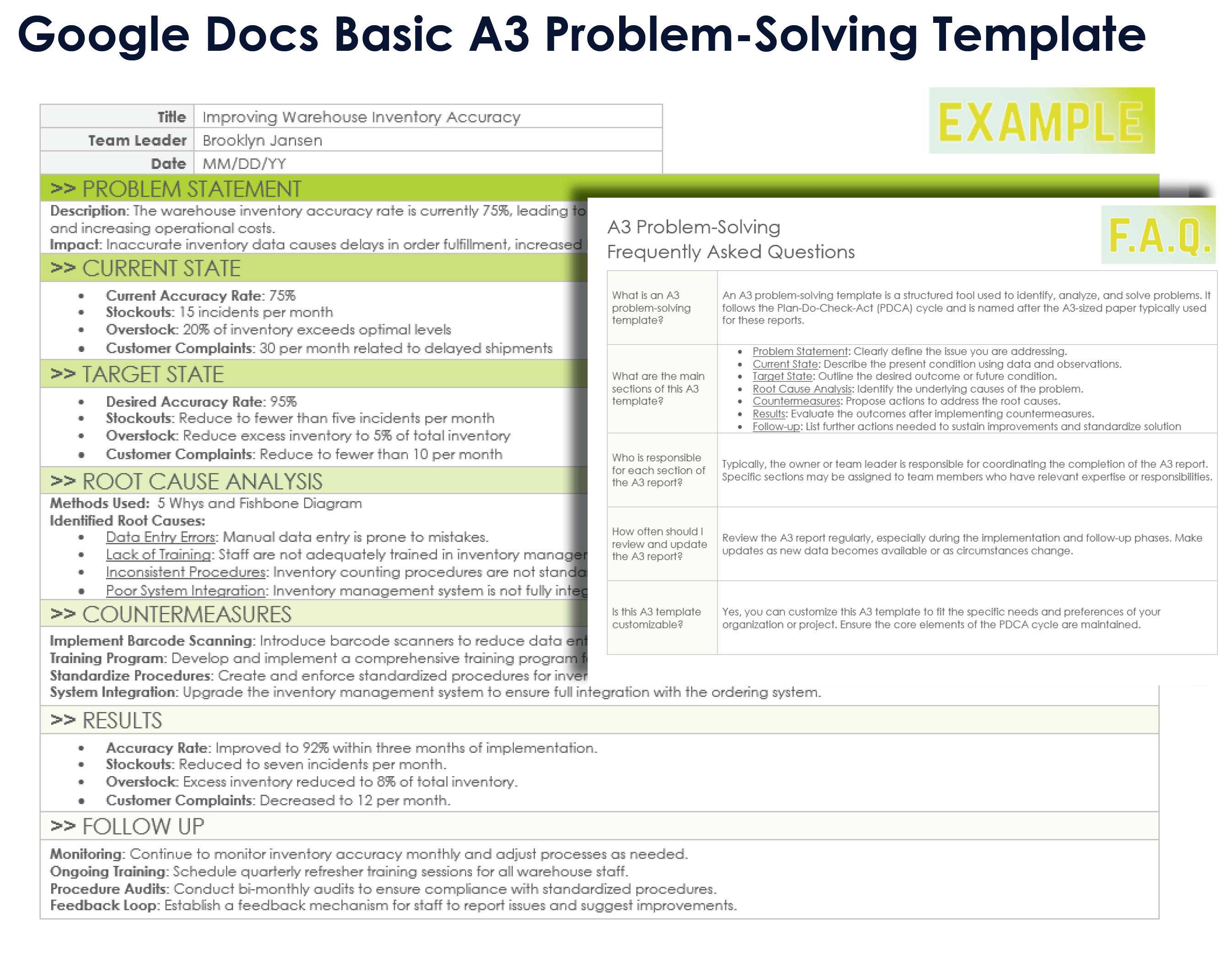 Google Docs Basic A3 Problem Solving Template