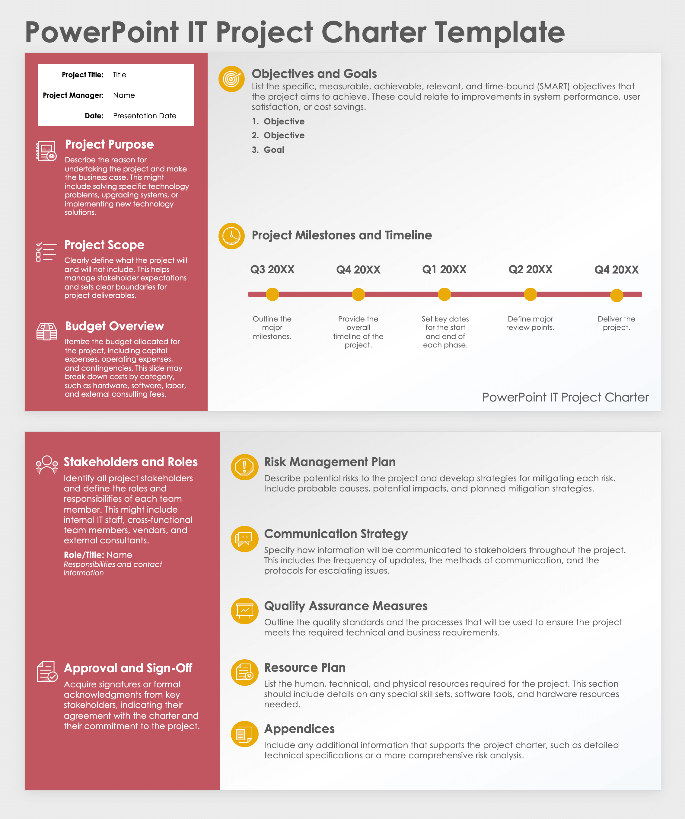 PowerPoint IT Project Charter Template Screenshot