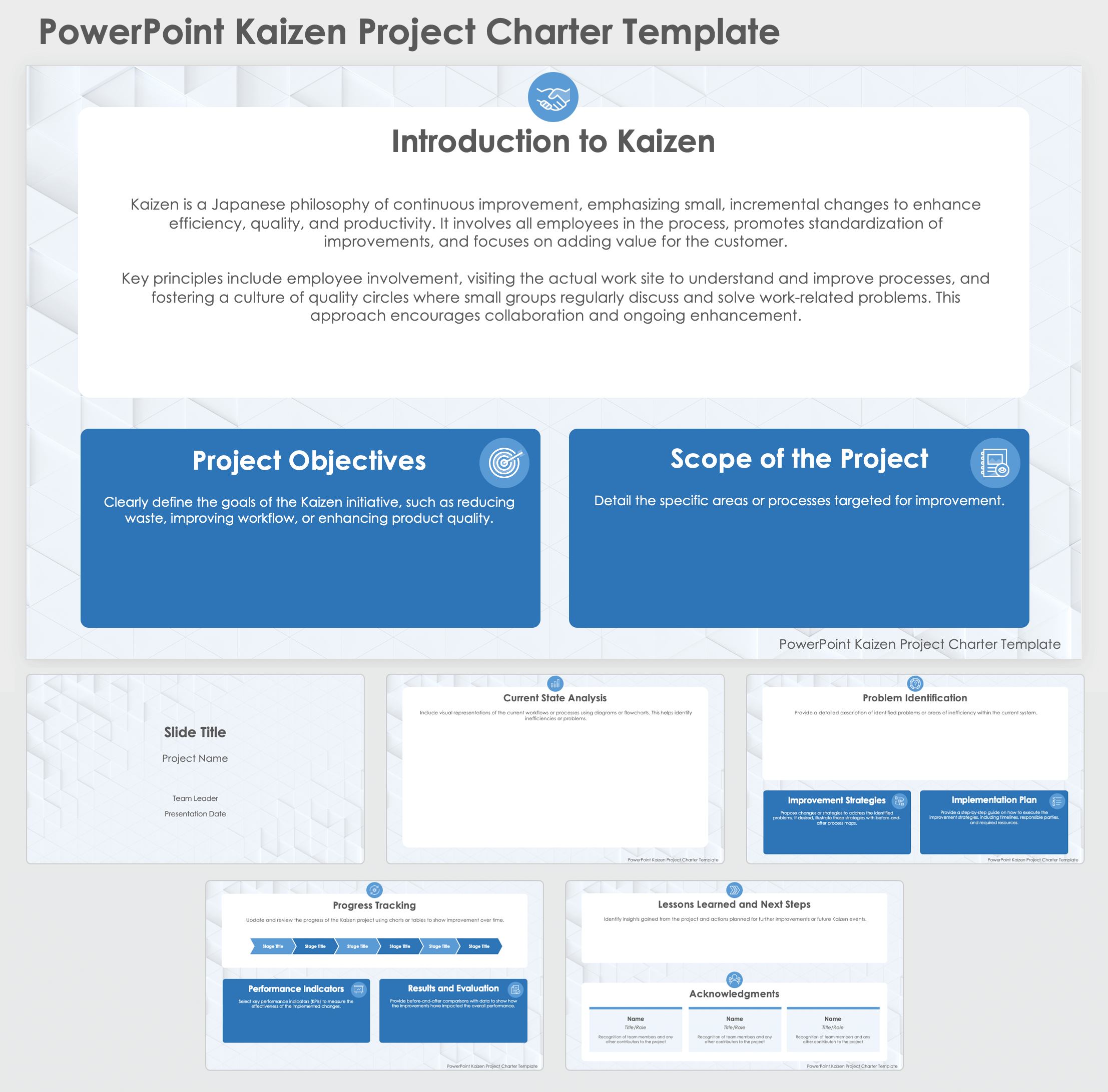 PowerPoint Kaizen Project Charter Template Screenshot