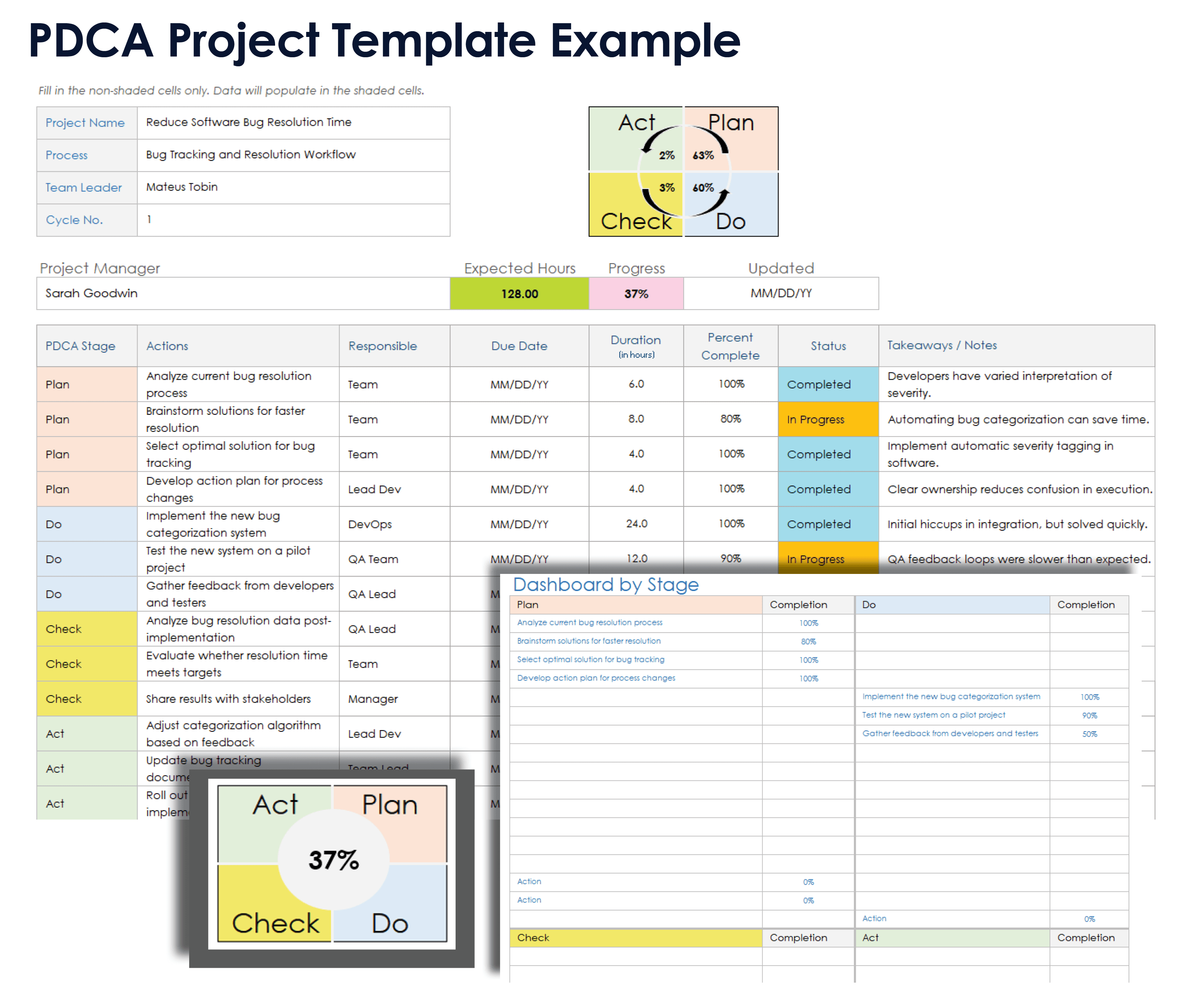 PDCA Project Template Example