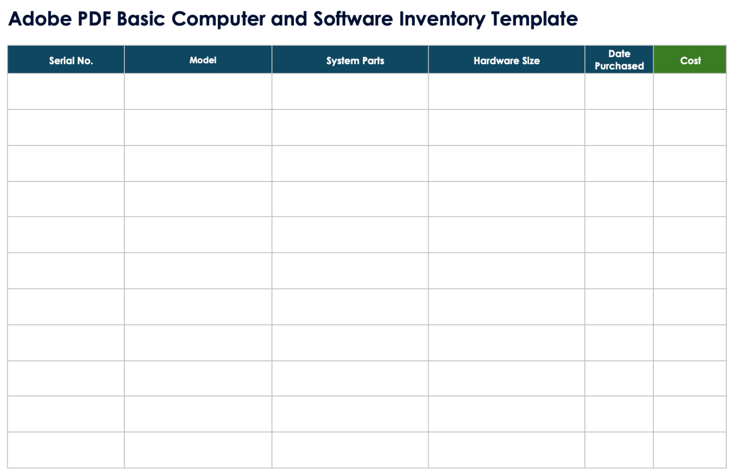 Adobe PDF Basic Computer and Software Inventory Template