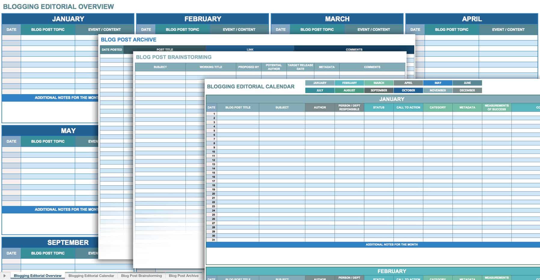 Blogging Editorial Calendar Template