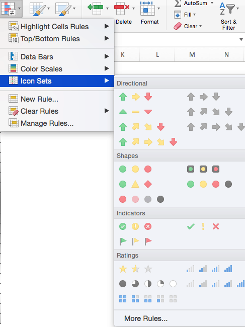 Conditional formatting icon sets Excel