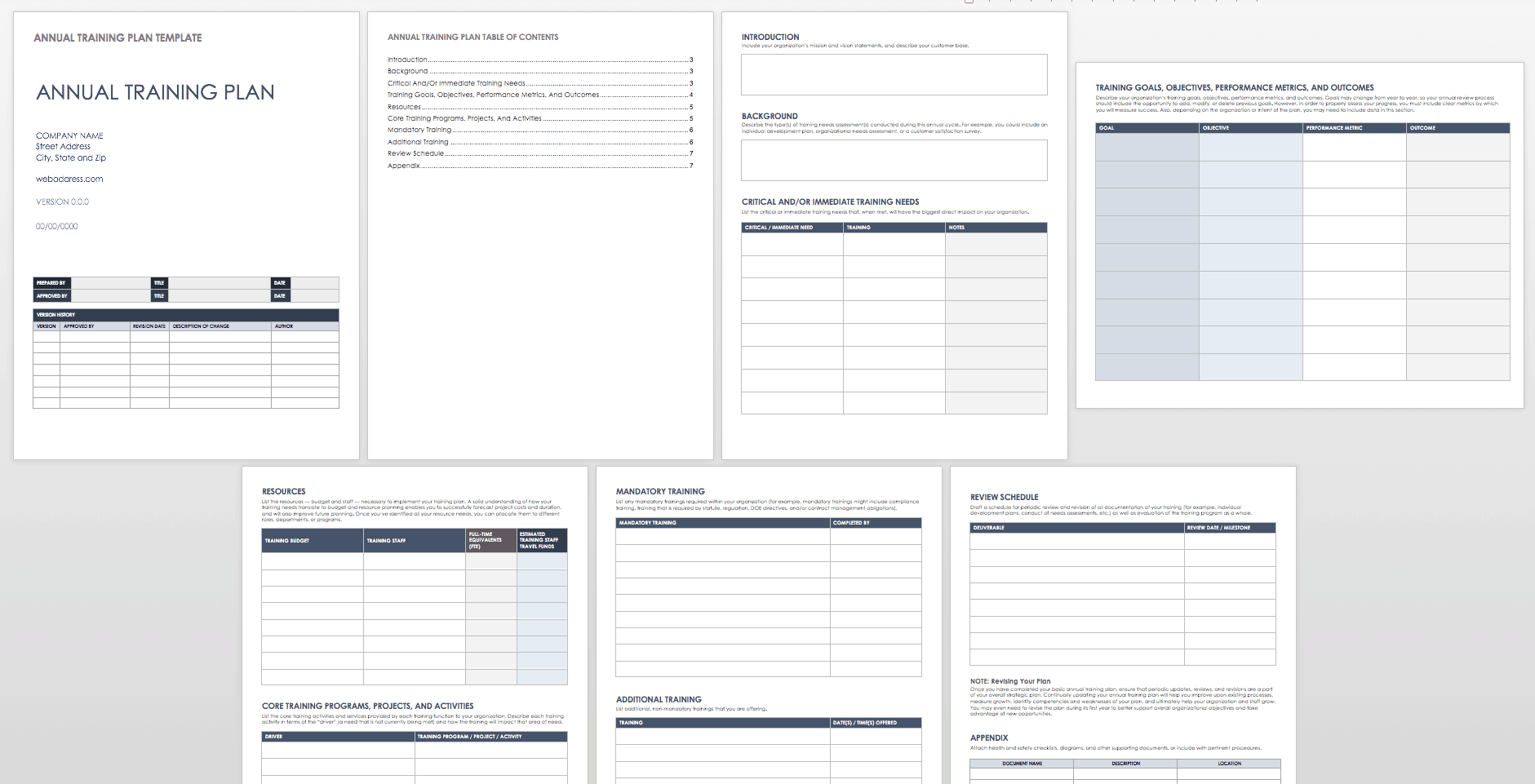 Annual Training Plan Template