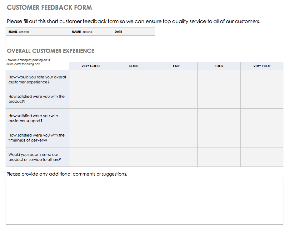 Customer Feedback Form Template