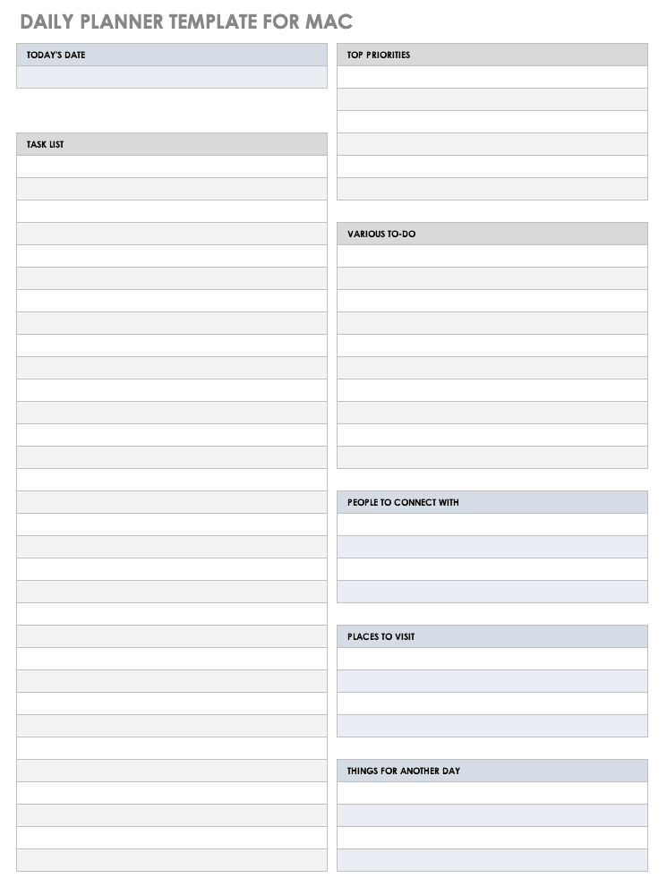 Daily Planner Template for Mac