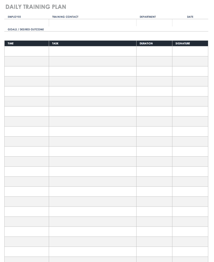 Daily Training Plan Template