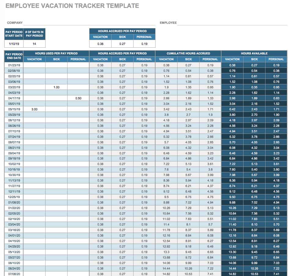 Employee Vacation Tracker Template