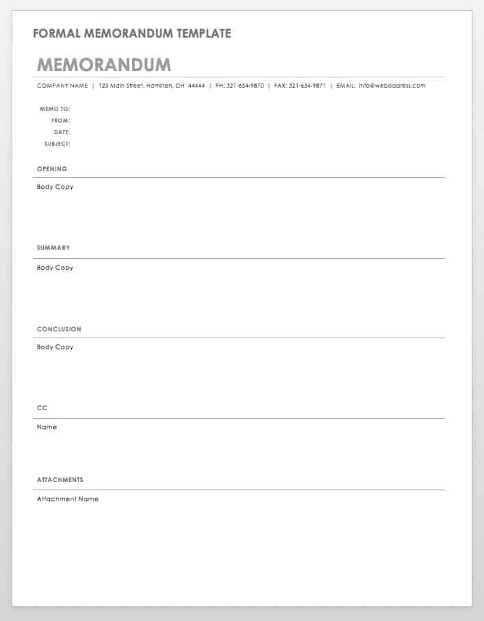 Formal Memorandum Template Word