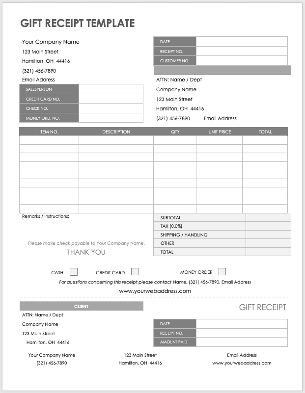 Gift Receipt Template