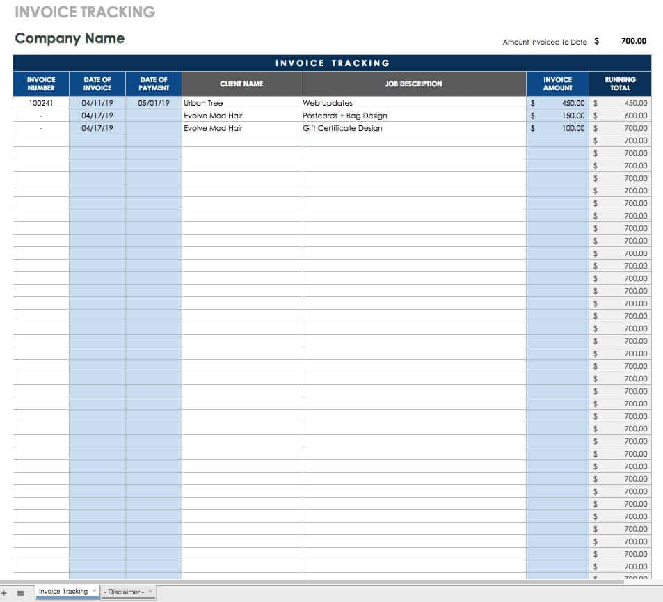 Invoice Tracking Template