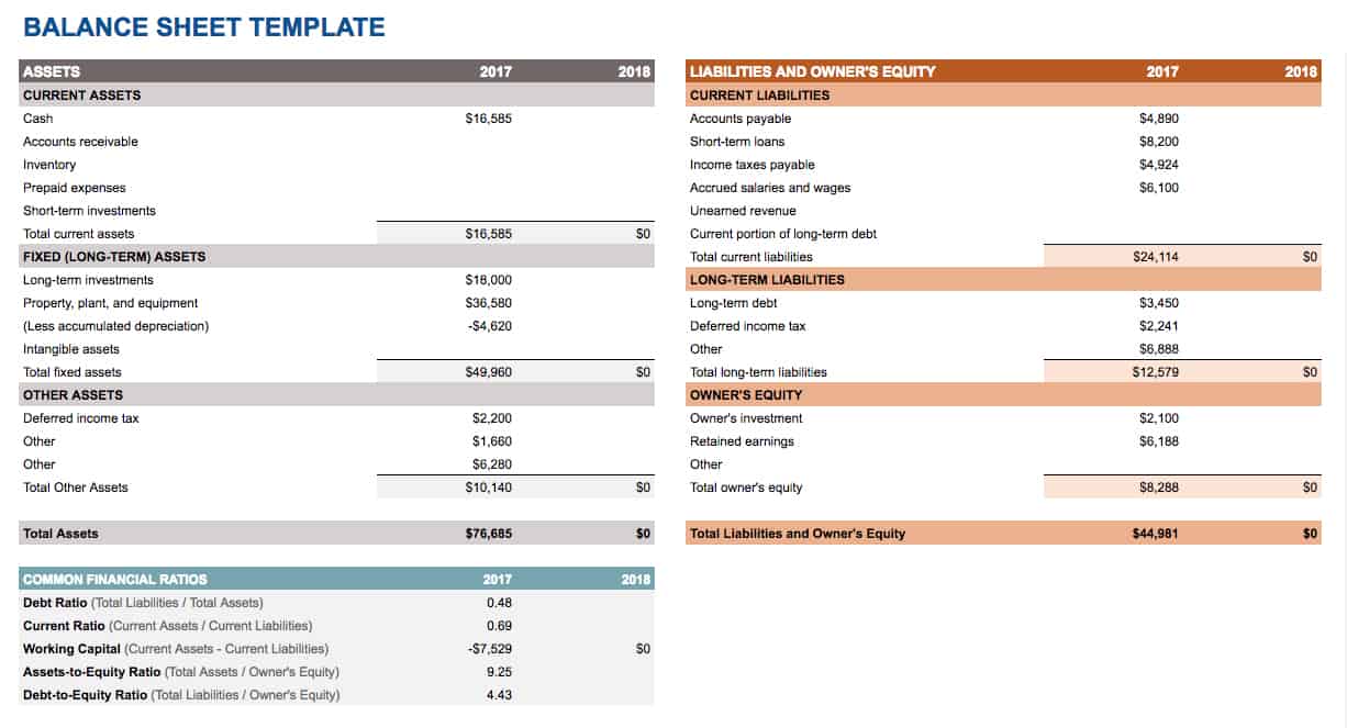 Balance Sheet Template