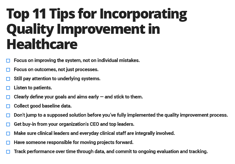 Healthcare QI Tips Checklist