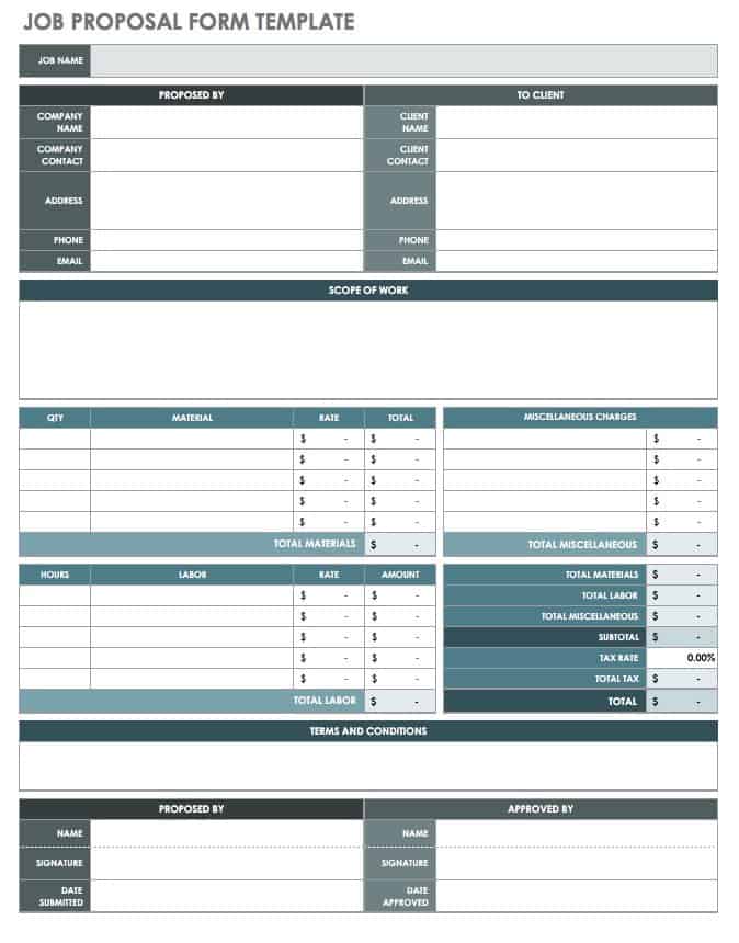 Job Proposal Form Template