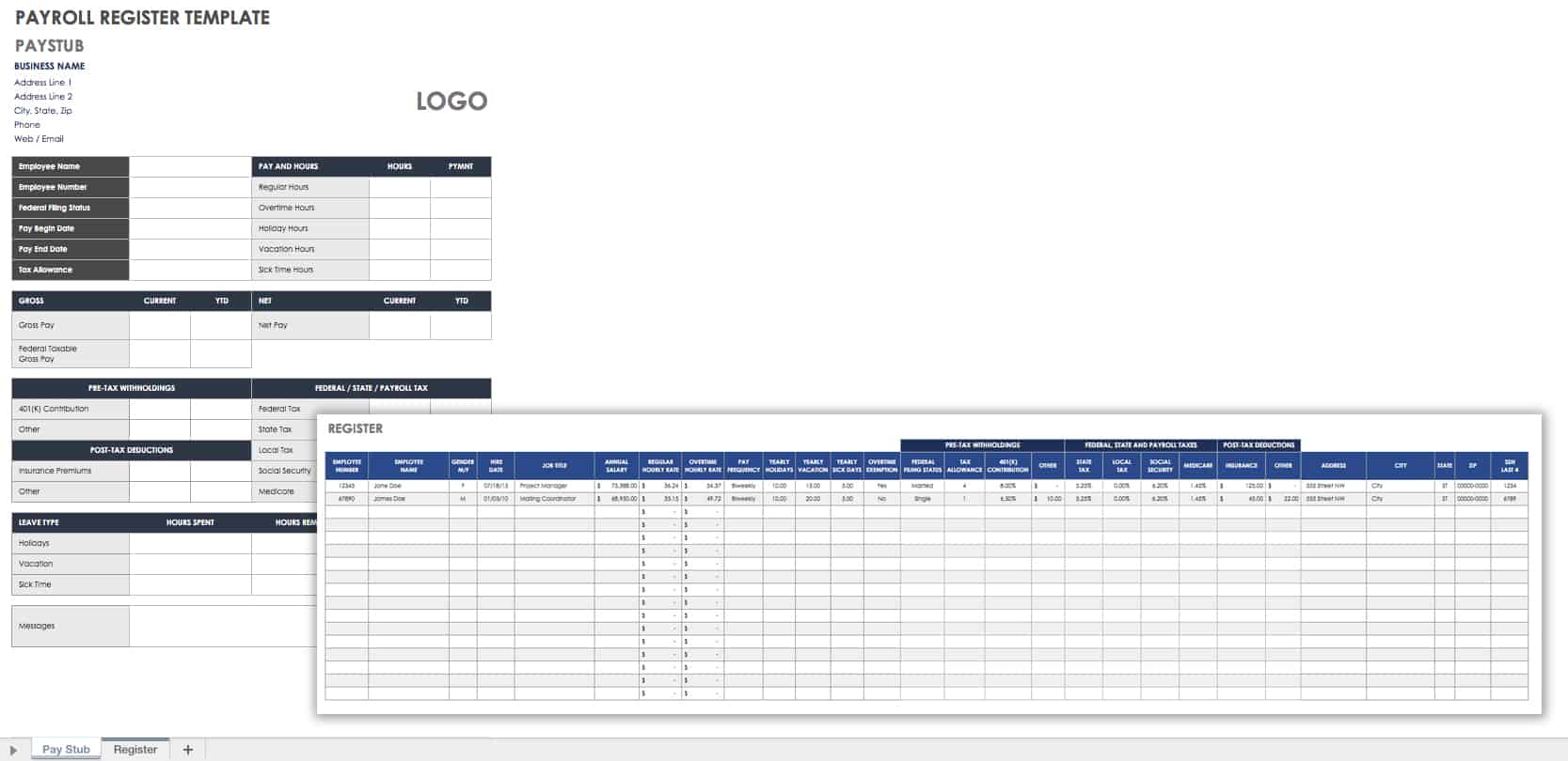 Payroll Register Template