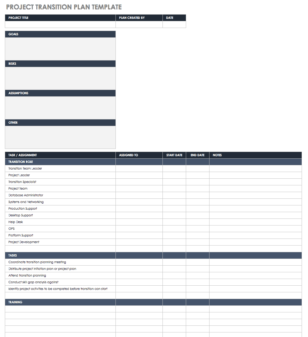 Project Transition Plan Template