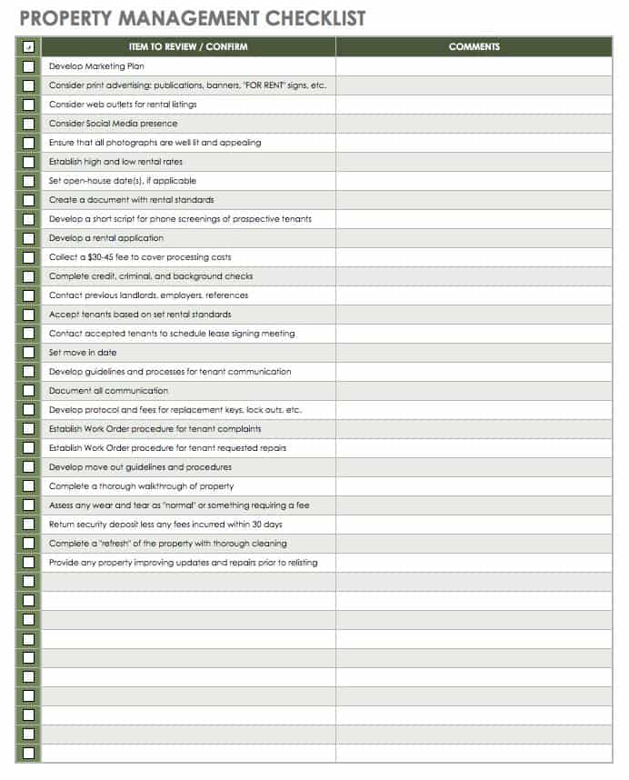 Property Management Checklist Template