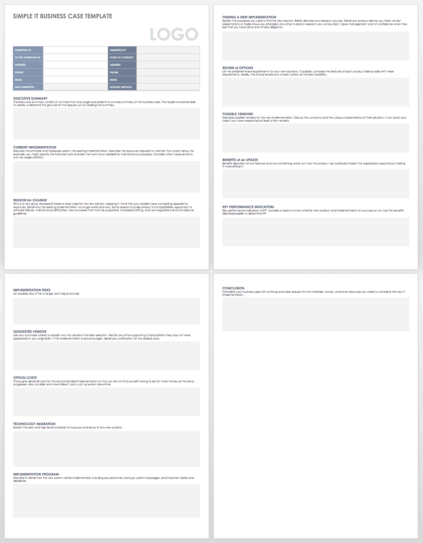 Simple IT Business Case Template