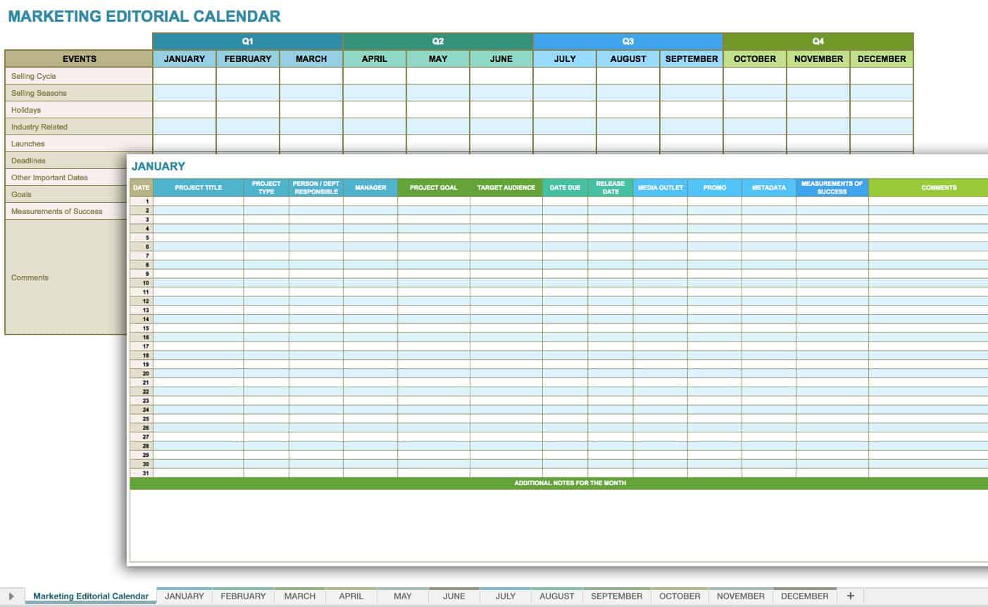 Marketing Editorial Calendar Template