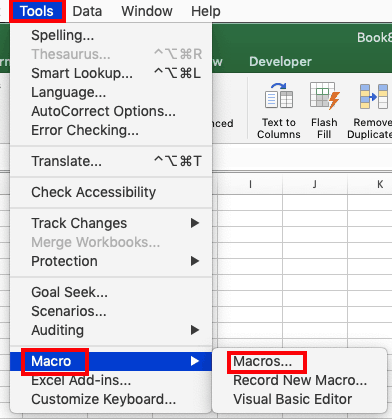 excel data automation run macro menu